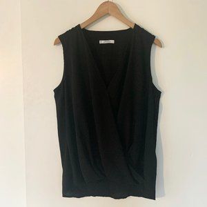 Mango Cross Front Black Tank Blouse Size XS